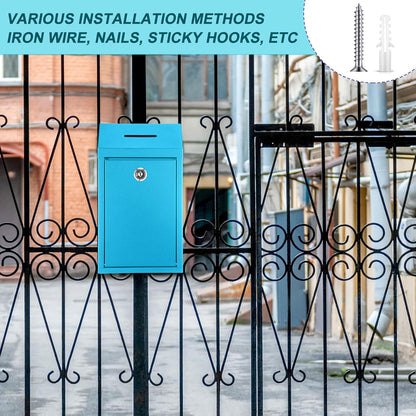 Metal Donation Cash Box Collection Safe Suggestion Box with Lock Wall Mounted Mailbox Delivery Ballot Container for Home Office Outdoor Door