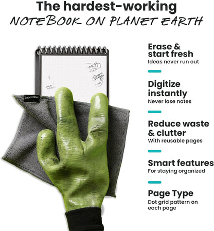 Rocketbook New Mini Reusable Smart Notepad, Pocket Size Notebook 3.5x5.5, Teal - Dotted Pages, App-Connected, Erasable, Ideal for On-The-Go List Taking & Quick Notes Anywhere