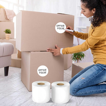 PARLAIM 3”Color Coding Labels Stickers,4Rolls/2000per Dispenser Box Round Adhesive Circle Dot Stickers for Inventory Office Home (White)