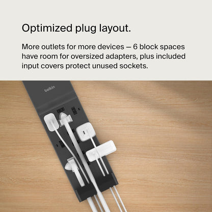 Belkin 12-Outlet Surge Protector Power Strip w/ 12 AC Outlets & 8ft Flat Plug, UL-Listed Heavy-Duty Extension Cord for Home, Office, Travel, Computer, Laptop, Charger - 3,940 Joules, Pack of 3