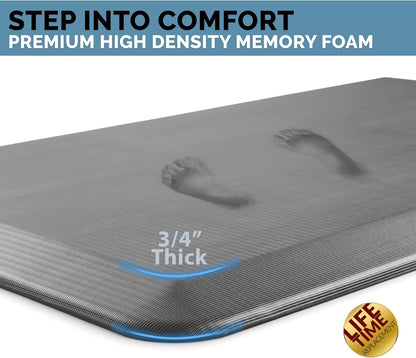 ComfiLife Anti Fatigue Floor Mat – 3/4 Inch Thick Kitchen Mats for Floor, Standing Desk Mat, Kitchen Rug – Comfort at Home, Office – Durable – Stain Resistant – Non-Slip Bottom (24" x 70", Gray)