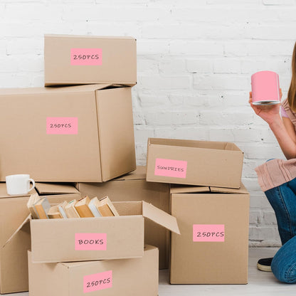 3 x 5 Inch 250Pcs Rectangle Color Coding Stickers,Strong Adhesion, Easy to Write Label for Organization,Inventory,Business Labeling,Pink