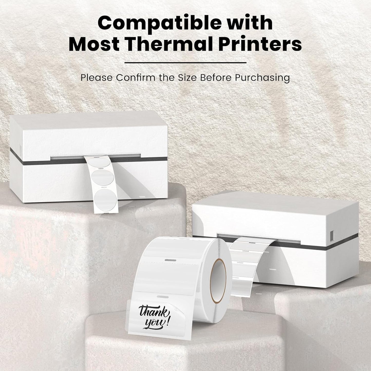 Transparent Thermal Labels 2 × 1 Inch Self Adhesive Printer Clear Stickers Vinyl Waterproof Roll Decals Rectangle Name Tag for Address Design DIY Logo Business 300 PCS