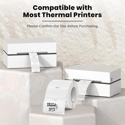 Transparent Thermal Labels 2 × 1 Inch Self Adhesive Printer Clear Stickers Vinyl Waterproof Roll Decals Rectangle Name Tag for Address Design DIY Logo Business 300 PCS