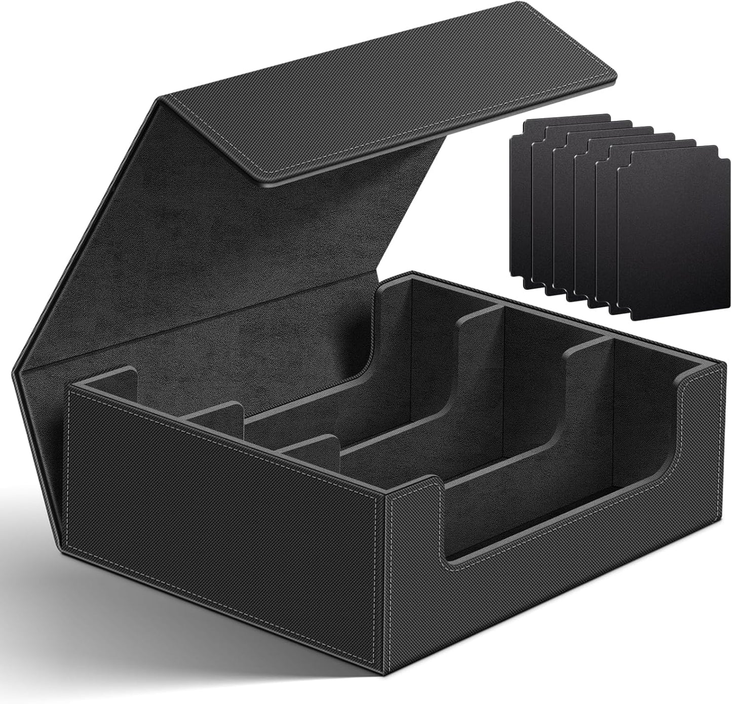 Homthy 1800+ Card Deck Case for Trading Cards, Leather Magnetic Closure Commander Card Storage Box Magic Card Protectors Fit for MTG TCG and Sport Cards