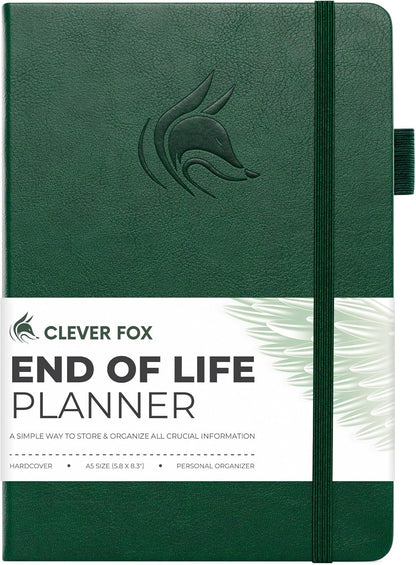 Clever Fox End of Life Planner – Final Arrangements Organizer for Beneficiary, Will Preparation, Last Wishes & Funeral Planning, A5 (Dark Green)