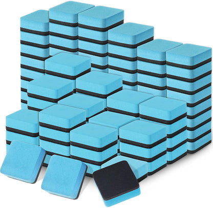 TaoBary 96 Pack Mini Dry Erase Erasers Bulk Magnetic Whiteboard Dry Erasers Classroom Supplies Whiteboard Chalkboard Cleaner for Teacher School Office, 1.97 x 1.97 Inch(Iight Blue)