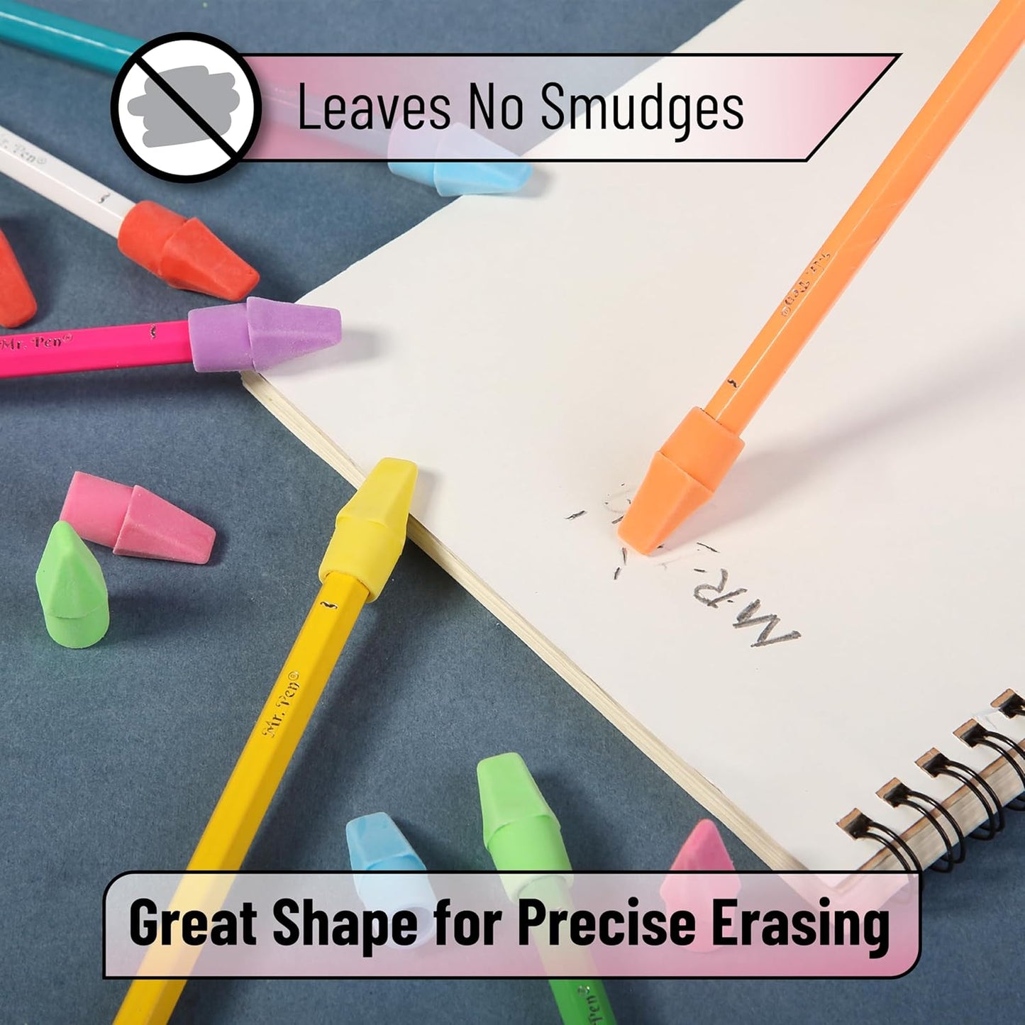 Mr. Pen- Pencil Erasers Toppers, 500 Pack, Colorful, Latex Free, No Smudge, Mr Pen Erasers for Pencils