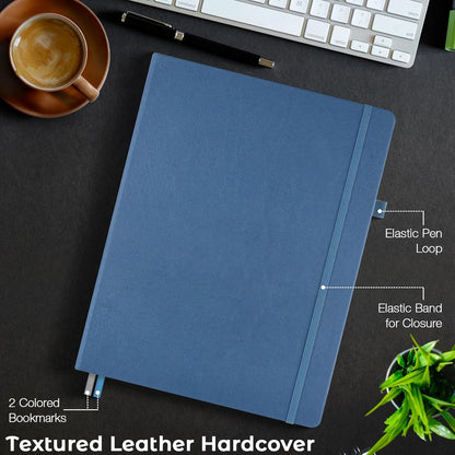 Dotted Journal, Hardcover Notebook 8.5 x 11, Dot Grid Notebook Journal for Women, Men, Large Leather Journals for Writing, Bullet, No Bleed Thick Paper, A4 Notebooks for Work, School, Notes, Blue