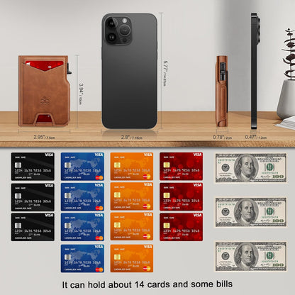 Wallet for Men Wallet with Slim Pop Up Card Holder 9-13 Cards, Bifold Minimalist Smart Wallet RFID Blocking Credit Card Holder with ID Window & Stretchable Cash Slot Compact Metal Aluminum Card Case