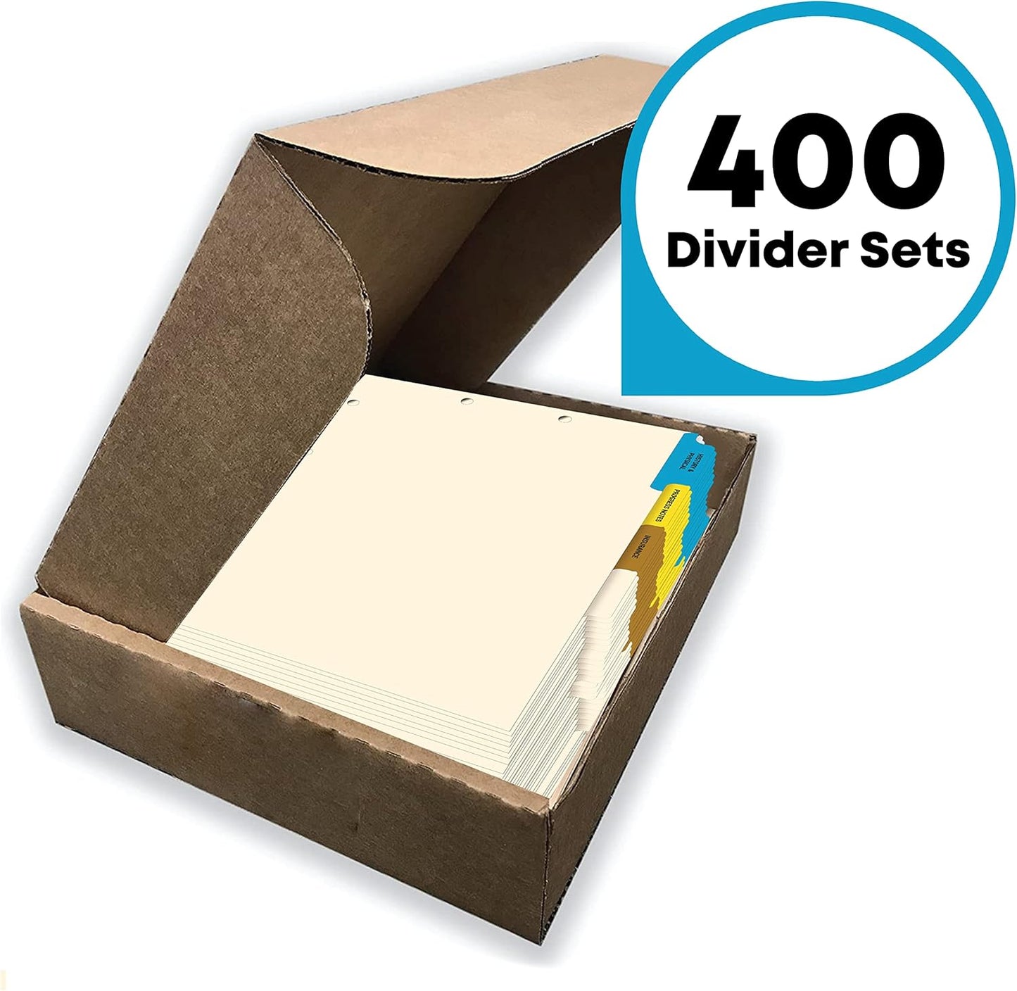 Doctor Stuff - Stock Medical Chart Dividers, 400 Sets of 4 Popular Healthcare Index Tabs, Side Tab, 9" x 11", File Folder Organizer for Nursing Patient Charts and Medical Records