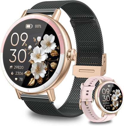 KEEPONFIT Smart Watch for Men/Women Android & iPhone, 1.27" Touch Screen Fitness Tracker with Answer/Make Calls, IP68 Waterproof Heart Rate/Sleep/SpO2 Monitor, Pedometer, 100+ Sport Modes