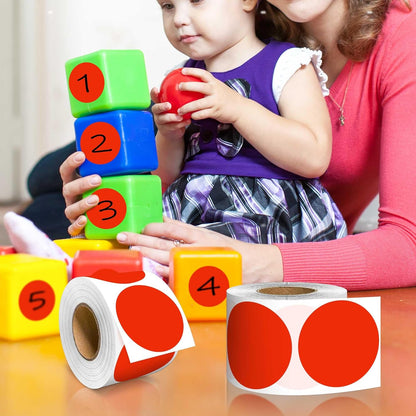 PARLAIM 2 inch Round Color-Code Dot Sticker Labels, 4 Rolls 2000 Adhesive Label Pack in Dispenser Box, Red