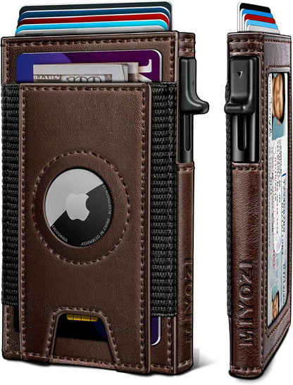 Airtag Wallet for Men, Slim Pop Up Credit Card Holder RFID Blocking Mens Minimalist wallet for 7-9 Cards ID Window, with Gift Box