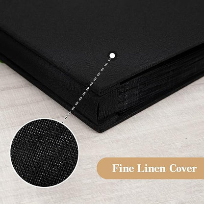 potricher Small Photo Album 4x6 200 Photos Linen Cover Picture Photo Book for Family Wedding Anniversary Baby Vacation (Black,200 Pockets)