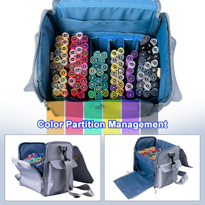 Togood Storage Tote Bag for Marker Pens Brush Pen Coloring Pencils Books Art and Crafts Supplies Tools Cosmetics, at Least 150 Pens (Grey)