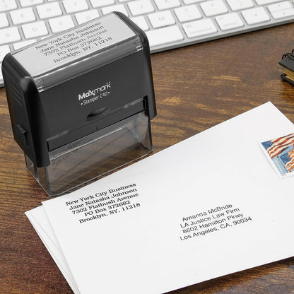 Custom Self Inking Rubber Stamp - Up to 6 Lines of Text - Choose from 15 Ink Colors - X-Large Size