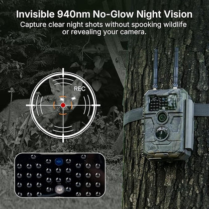 GardePro E6+ WiFi Trail Camera (Non-Cellular), 64MP Game Camera with Dual Antennas & 165 ft WiFi Range, No Glow Night Vision, Motion Activated