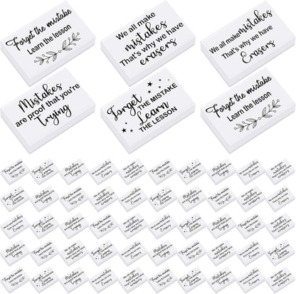 Nezyo 100 Pcs Inspirational Erasers Bulk for Kids Back to School Gifts Fun Erasers Motivational Reward Supplies for Classrooms Students Teachers Office Supplies(White)