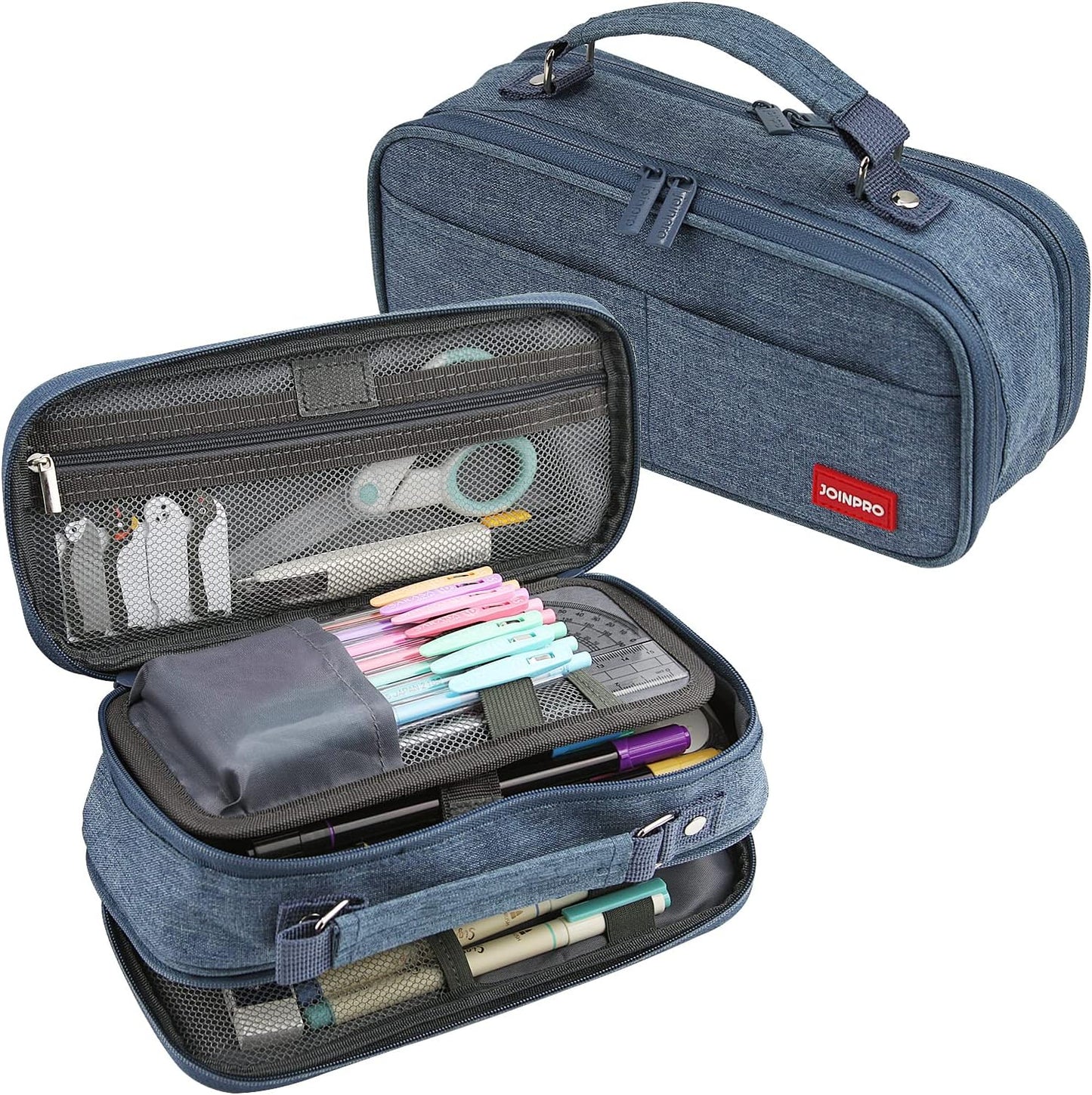 Pencil Case, Large Capacity Pencil Case Organizer; Double Zipper Storage Bag; Big Pencil Pouch for College School Office Teen Girl Boy Men Women Adult