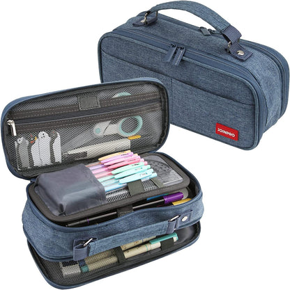 Pencil Case, Large Capacity Pencil Case Organizer; Double Zipper Storage Bag; Big Pencil Pouch for College School Office Teen Girl Boy Men Women Adult