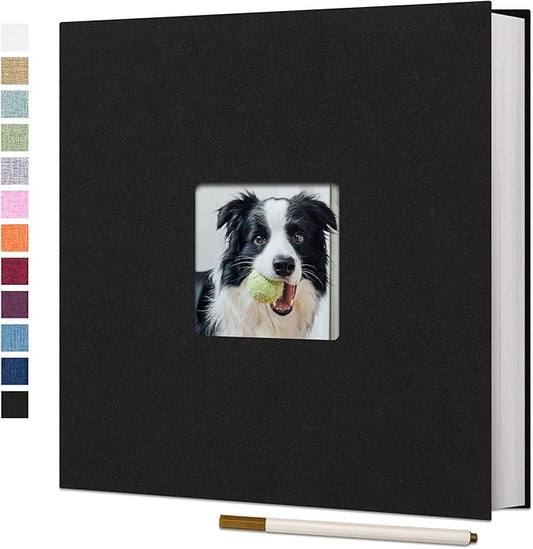 Vienrose Large Photo Album Self Adhesive for 4x6 8x10 Pictures Linen Scrapbook Album DIY 60 Blank Pages with A Metallic Pen