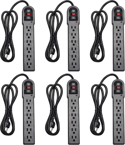 KMC 6-Outlet Surge Protector Power Strip 6 Pack