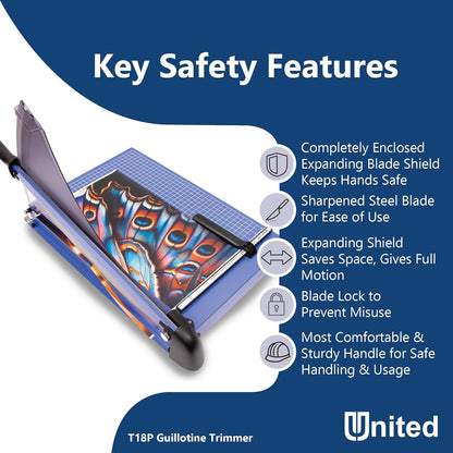 United Office Products T18P Professional Guillotine Paper Trimmer, Sturdy Metal Base, 18" Cut Length, 40 Sheet Capacity, Paper Cutter for Offices, Schools and Crafts