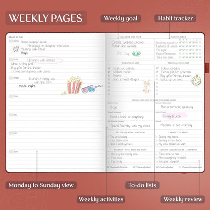 Legend Planner PRO Premium – Large Undated Weekly, Monthly & Budget Planner with Habit Tracker – Life Organizer for Time & Task Management, Goal Setting & Productivity – A4 size (Wine Red)