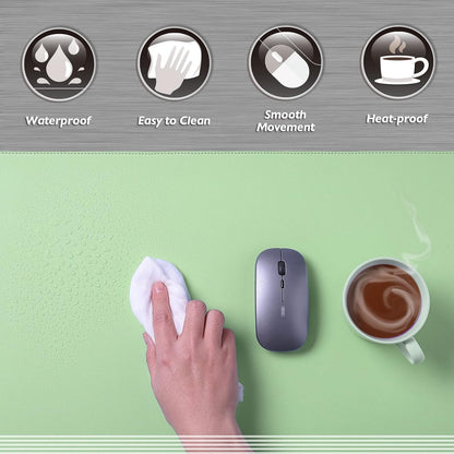 K KNODEL Desk Mat, Blotter, Dual-Sided Office Desk Pad, Waterproof Desk Mat for Desktop, Desk Blotters, PVC Leather Pad Protector (Sharp Green, 23.6" x 13.8")