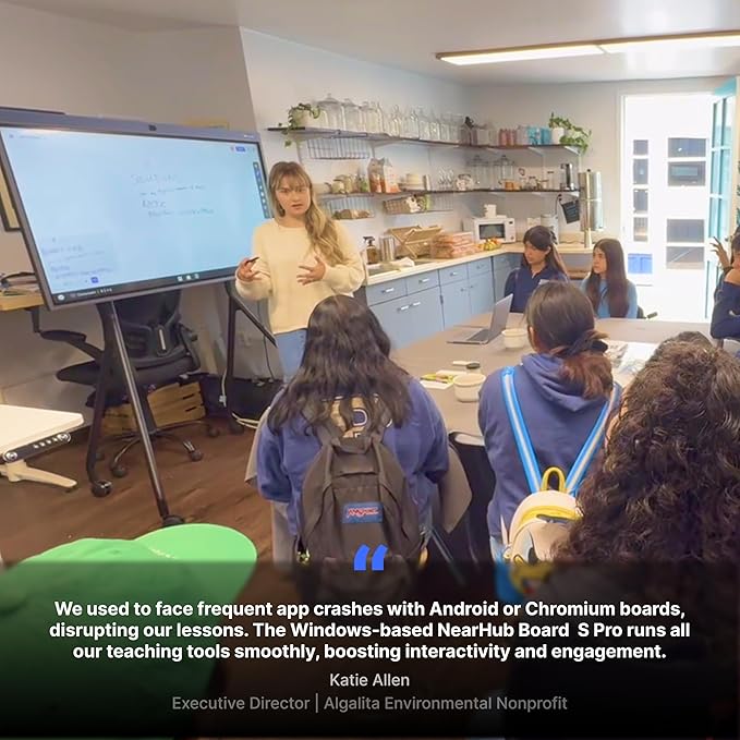 NearHub Board S Pro 75" 4K UHD Smart Board 16GB +128GB Windows 11 for Classrooms &Hybrid Work,Built-in 4K Camera+8 Mics+2 Speaker,Real-time Collaboration&Casting,Open App Ecosystem(Board+Wall Mount)