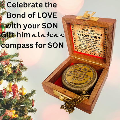 Gift for Son from Mom Dad | Engraved Compass 2" - Father to Son Gifts, Mom to Son Gifts for Graduation 2025, Birthday Baptism Confirmation Communion