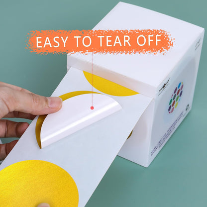 PARLAIM 3 Inch Round Color-Code Dot Stickers, 500PCS Inventory Labels Color Code Stickers Dispenser Box,Gold Circle Sticker Labels for Inventory &Family School Storage Bins Label (Gold)