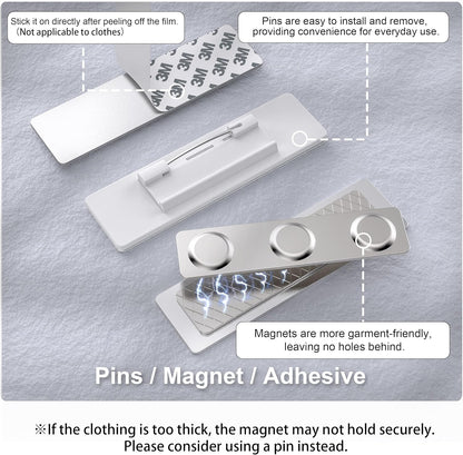 Magnetic Name Tags | Personalized Engraved Metal Identification Badges with Pin or Adhesive Backing | Custom ID Tags | 2.8"x0.8"