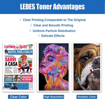 LEDES 7525 Toner Cartridge Compatible Replacement for Xerox WorkCentre 7830 7835 7845 7855 7970 7525 7530 7535 7545 7556 Printer(BK,M,C,Y)