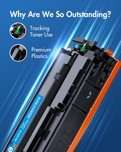 202X Toner Cartridges (with Chip) - High Yield Replacement for HP 202X Toner Cartridges CF500X 202A CF500A Works for HP Color Laserjet Pro MFP M281fdw M281cdw M281fdn M254dw M254dn Printer (4 Pack)