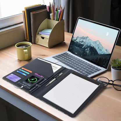 Ospelelf Foldable Leather Clipboard Padfolio with Notepad 8.5 x 11, Business Clipboard Portfolio Organizer, Flowers