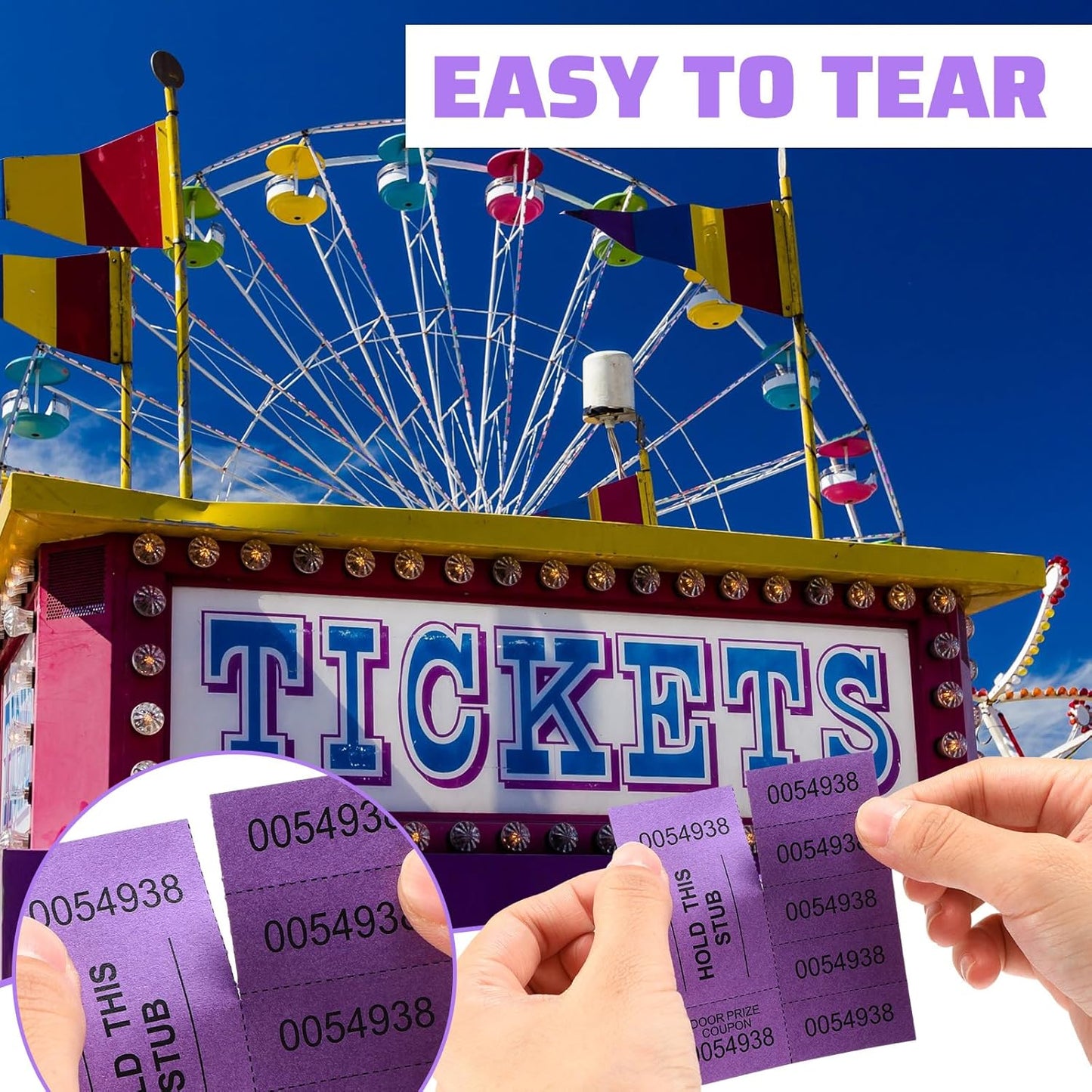 Kosiz 504 Sheets 5 Bid Raffle Ticket with Different Numbers Per Sheet Chinese Auction Tickets for Events Church Basket Auction Silent (Deep Purple)