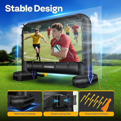 VIVOHOME 24 FT Inflatable Projector Screen for Outside, Blow Up Movie Screen Outdoor Use, Mega Large TV Screen with Carry Bag for Backyard, Tube Leg Support