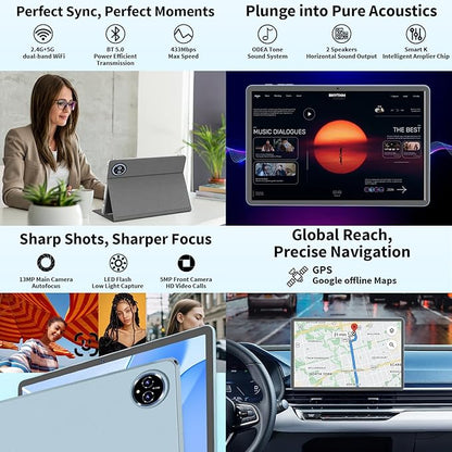 2026 Upgraded Android 15 Tablet, 11 inch Tablets with Keyboard, 24GB+128GB+2TB Expand, Octa-Core, 8000mAh, Gemini AI, 5G/2.4G WiFi, BT5.0, GMS, GPS, 2 in 1 Tablets with Case, Mouse, Stylus(Green)