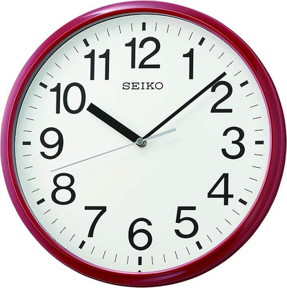 Seiko Non Ticking Home, Office Wall Clock, 12 Inches, Red