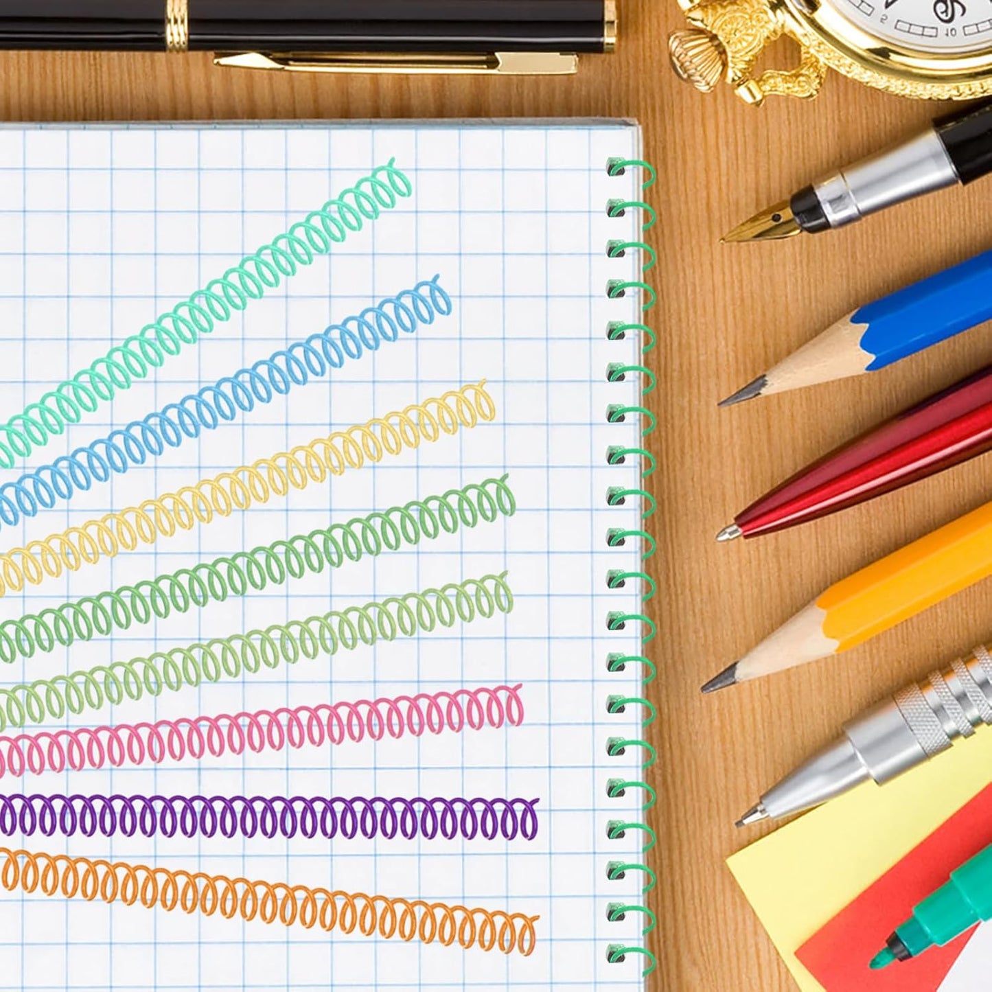 120 Pack Plastic Spiral Binding Coils Binder Binding Spirals Rings Multi Size Spiral Binding Wire Combs Spines Coils, 4:1 Pitch (Colorful, 5/16 Inch)