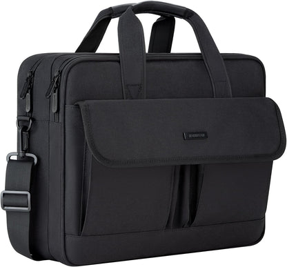 RAINYEAR 15.6 Inch Laptop Messenger Bag Laptop Briefcase with Pockets for Men, Protective Large Capacity Business Work Laptop Carrying Case Shoulder Bag for Computer Notebook PC, Black