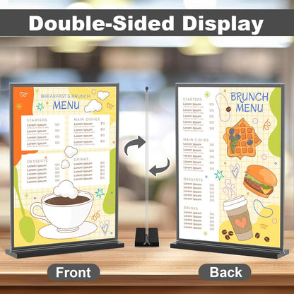 EHWINE 16 Pack Acrylic Sign Holder 8.5 x 11, Double-Sided Tabletop Black Sign Holder, Clear Acrylic Picture Frame Menu Flyer Paper Holder Display Stand for Home Wedding Party (with Non-Slip Pads)
