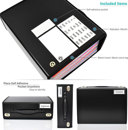 CNK Accordion File Folders with 36 Pockets Organizer for Document Paper Storage Folder Documents Expanding Binder Folio Pocket Receipt Filing Expandable Files Dividers Labels Letter Durable Handle