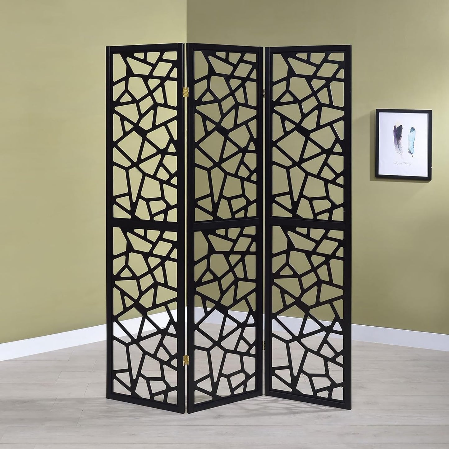 NicBex Room Divider 3 Panel Room Dividers with Complex Pattern Designs Partition Room Dividers and Folding Privacy Screens Wall Divider for Home, Office, Room Separation,52"W x 0.75"D x 70.25"H, Black