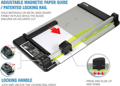 CARL Heavy Duty Rotary Paper Trimmer - 12238, Black/Silver, 18inch