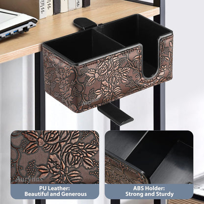 Desk Cup Holder Clip on Pen Holder Headphone Hanger Headset Stand Rotatable Clamp Hook Under Desk (Golden)