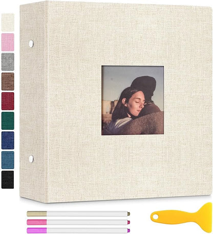 Zesthouse 18 In Photo Album Self Adhesive with Picture Display Window, 3-Ring Scrapbook Albums 60 Pages Holds 10x12 8x10 5x7 4x6 Photos, DIY Photo Book Ideal Gift for Family Wedding Baby