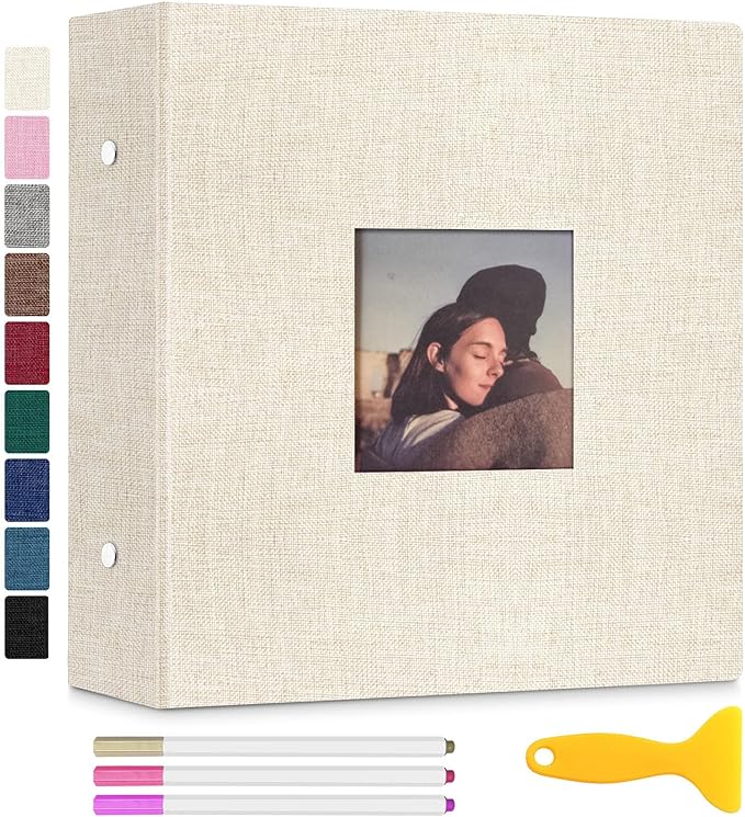 Zesthouse Photo Album Self Adhesive with Picture Display Window, 3-Ring Scrapbook Albums 60 Pages Holds 8x10 5x7 4x6 Photos, DIY Photo Book Ideal Gift for Family Wedding Baby